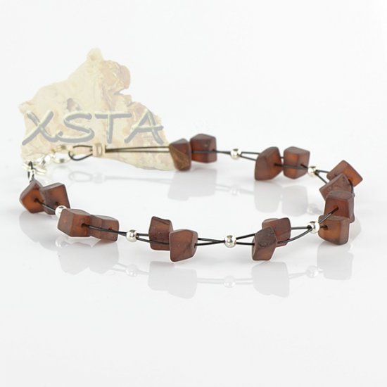 Raw cherry amber beads bracelet with wire